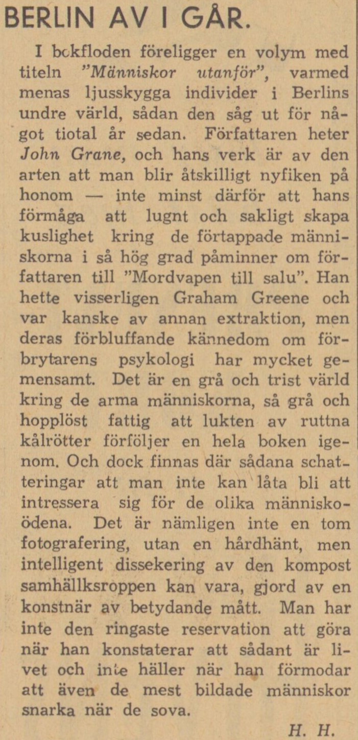 Gulnat tidningsklipp. Text: Berlin av igår