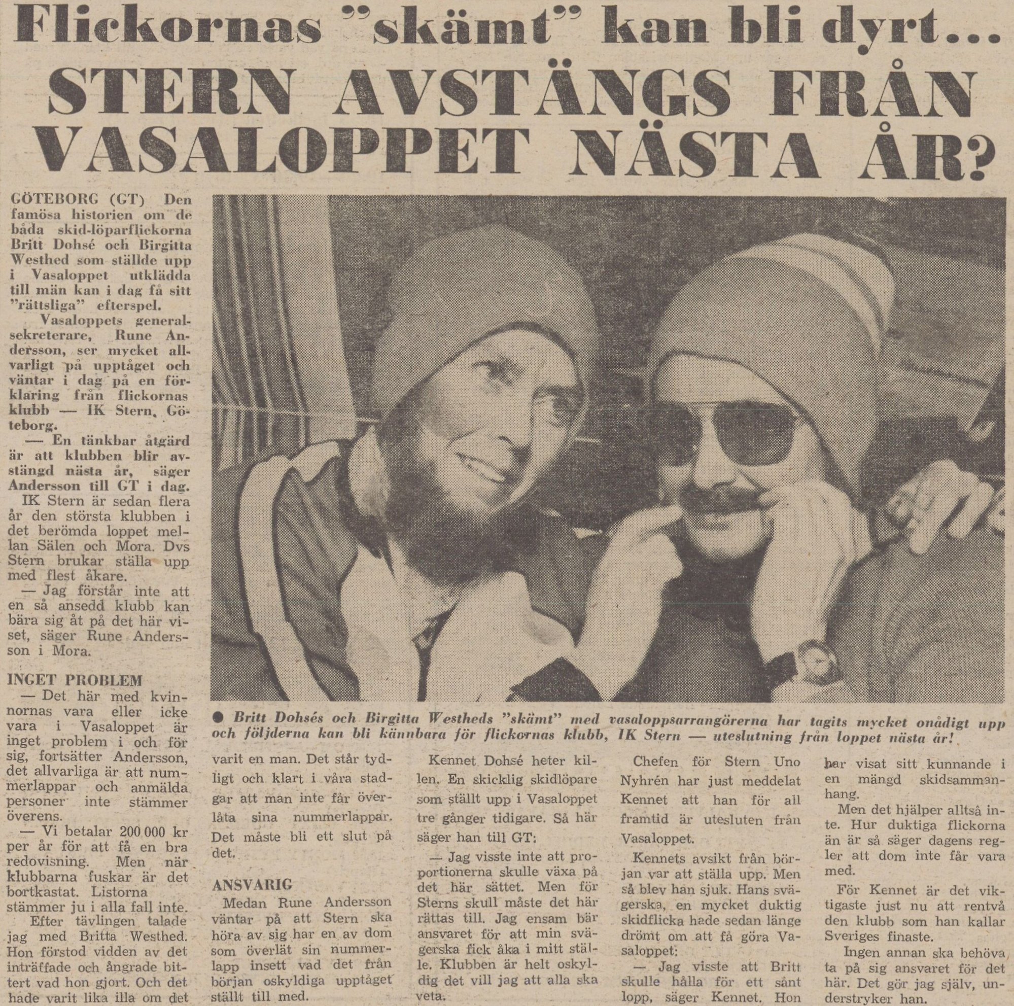 Gulnad tidning, Text: Flickornas "skämt" kan bli dyrt.